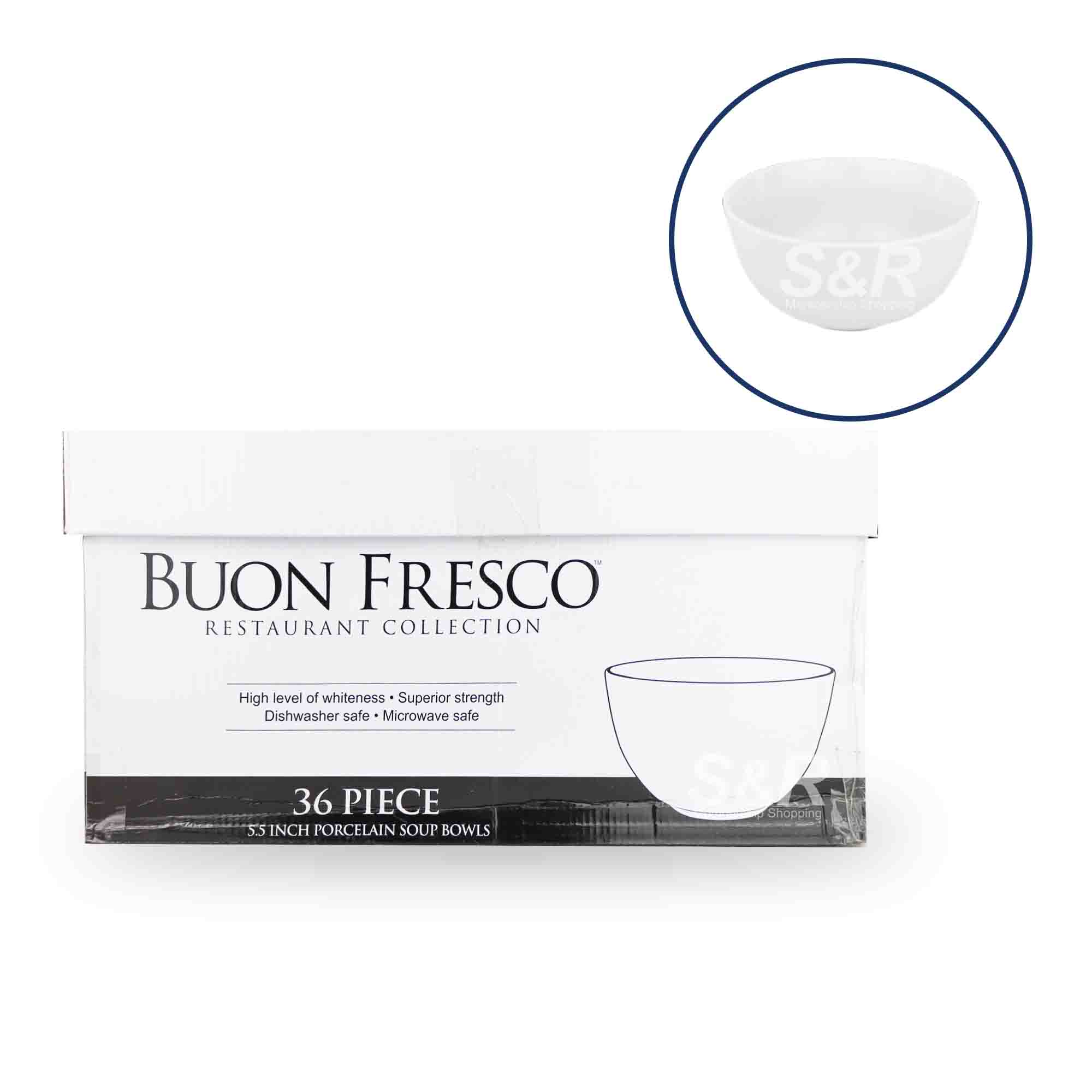 Buon Fresco Restaurant Collection Porcelain Soup Bowls 36pcs